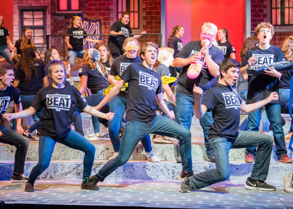 Photo of a group of young performers from the Broadway Beat Performance Arts Camp 2023
